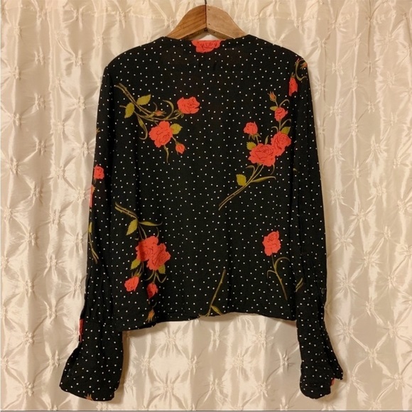 Volcom Check Out Time Floral Long Sleeve Fluted Top Blouse - Picture 7 of 16